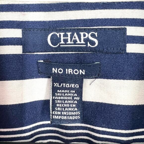 Ralph Lauren Chaps Womens Sz XL Navy Blue No Iron Blouse Shirt Top Button Up - Picture 2 of 11